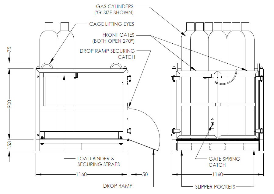 Gas Cylinder Cage with Ramp Flat Packed Gas Cylinder Cage Equipment